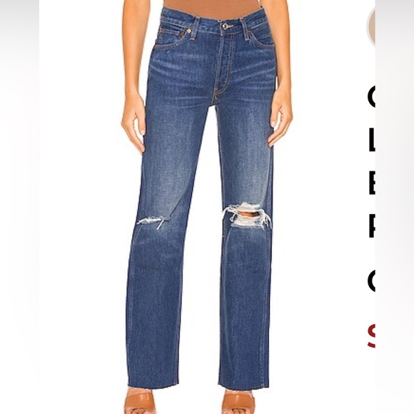 REDONE Originals 90s High Rise Loose in Destroyed Broken Blue Denim Jeans Sz 26 - Picture 9 of 13